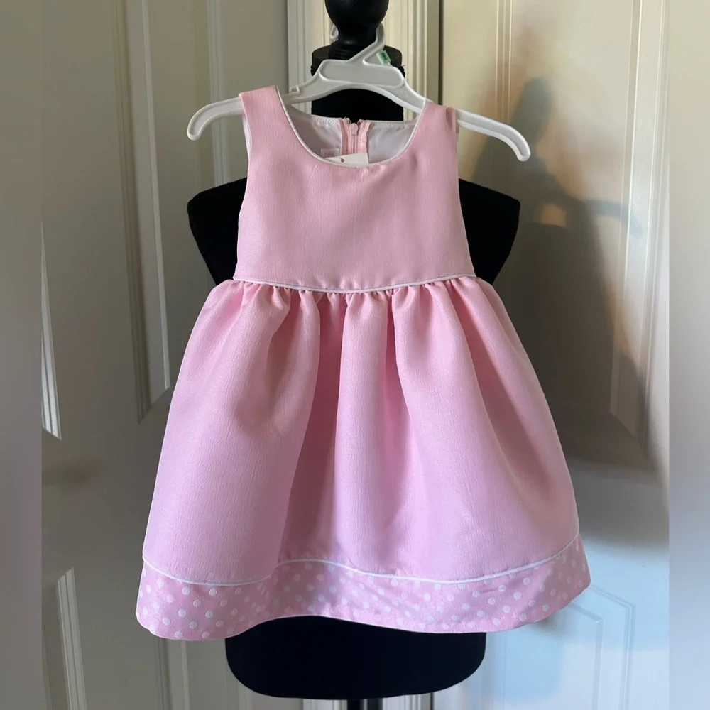 NWT Bonnie Baby Pink Polka Dot Kids Coat and Dress Set